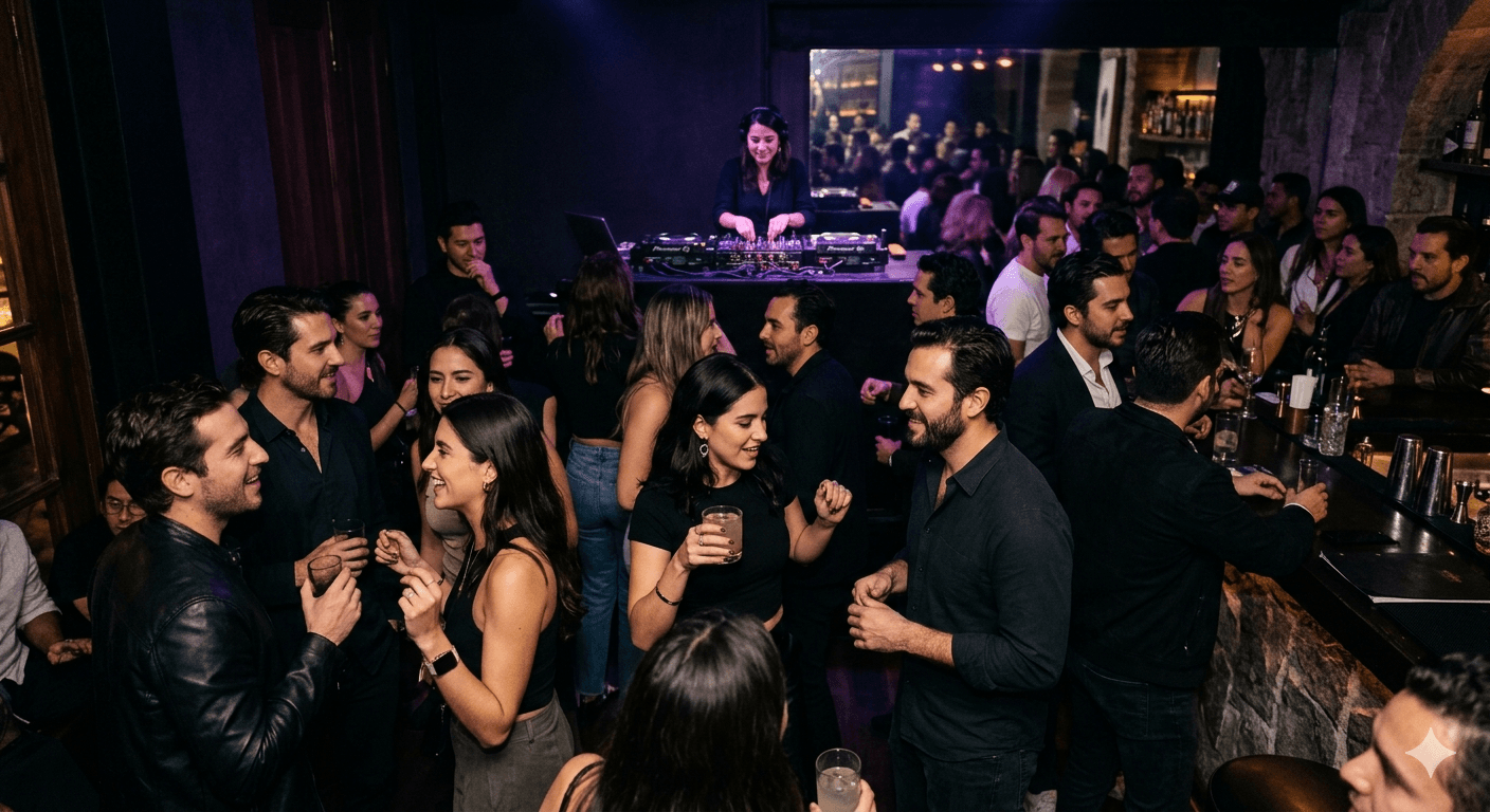 Escena nightlife urbana para hero de DCompass